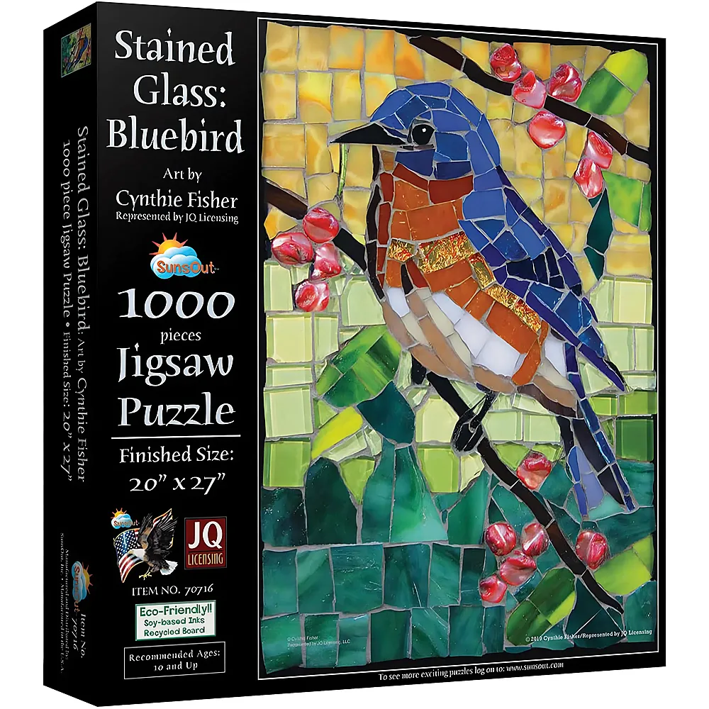 SunsOut Puzzle Cynthie Fisher Stained Glass Bluebird 1000Teile