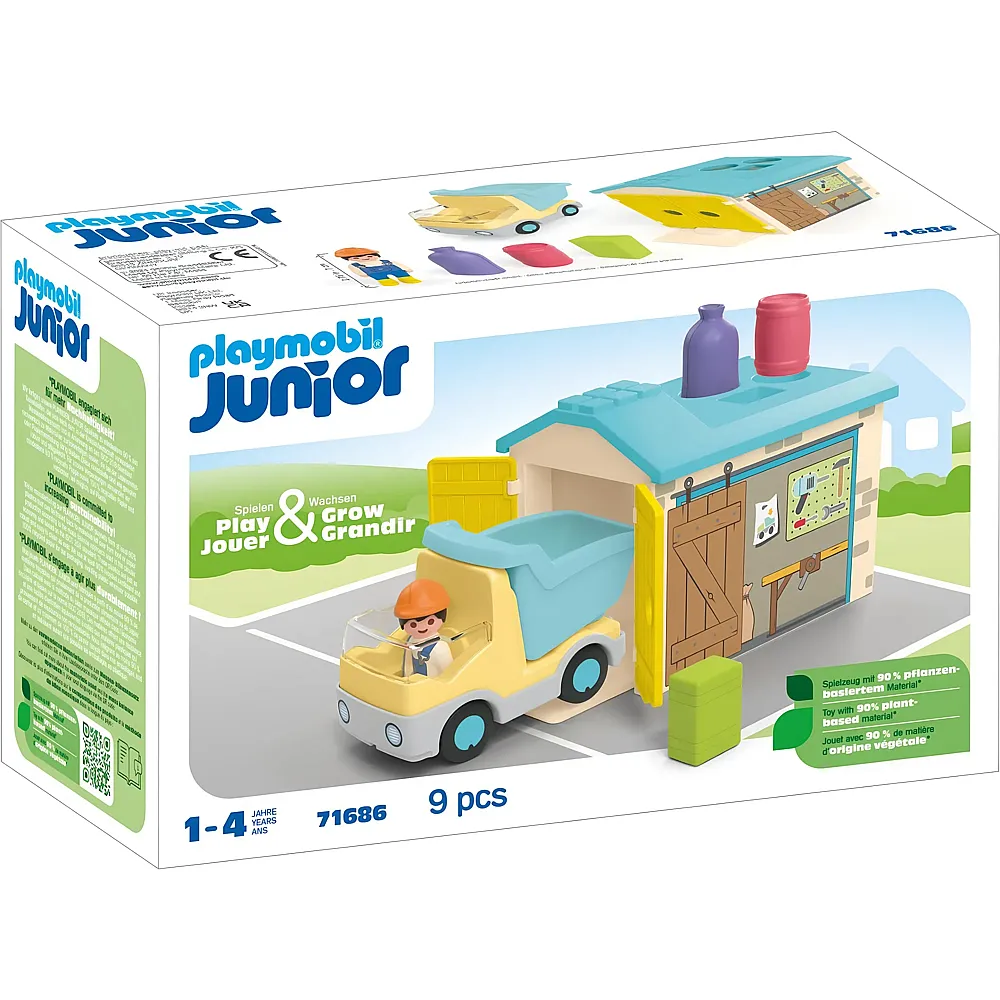 PLAYMOBIL Junior LKW mit Sortiergarage 71686
