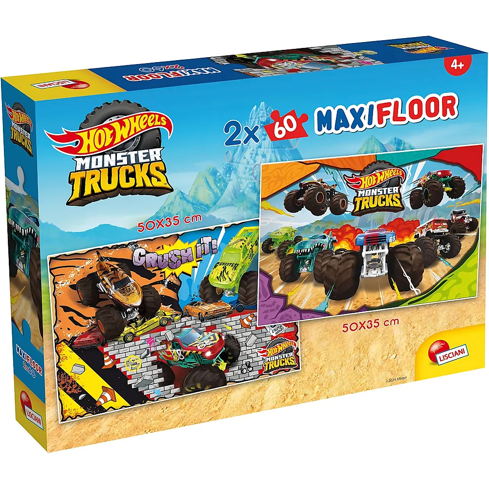 Lisciani Puzzle Maxifloor 2in1 Hot Wheels Monster Trucks - 60 Teile