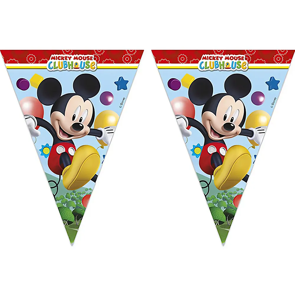Procos Mickey Mouse Wimpelkette mit 9 Flaggen | Kindergeburtstag