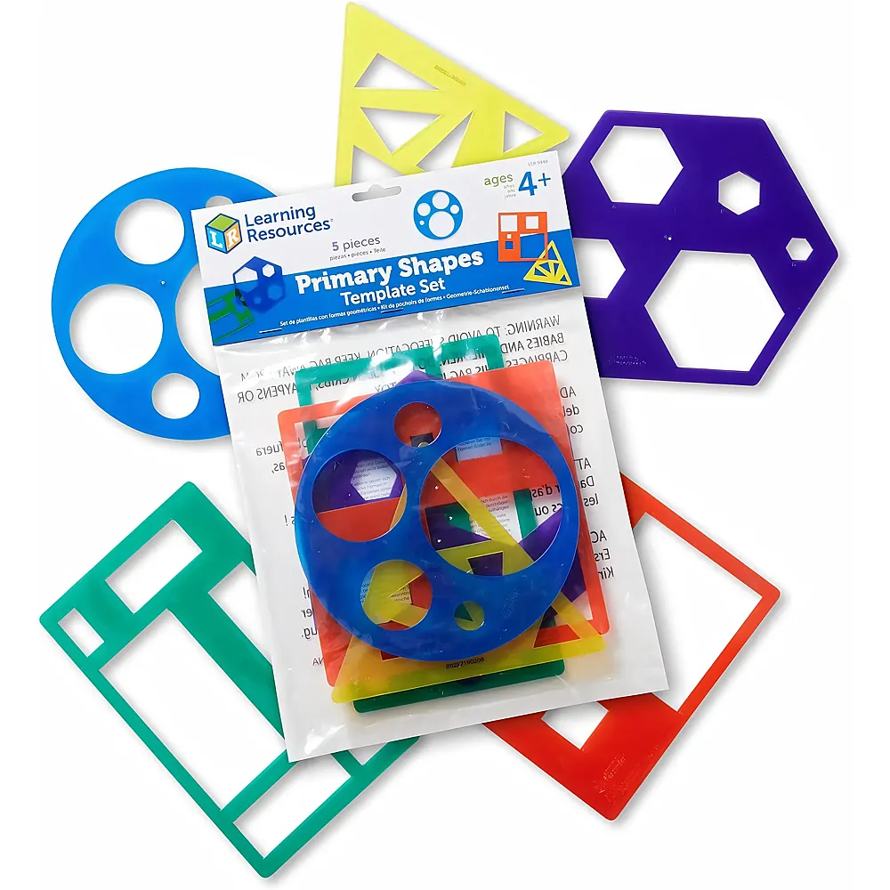 Learning Resources Geometrie-Schablonenset f�r Vorschulkinder, 5-teilig, Kreise, Quadrate, Rechtecke, Dreiecke & Sechsecke, Anschauliches
