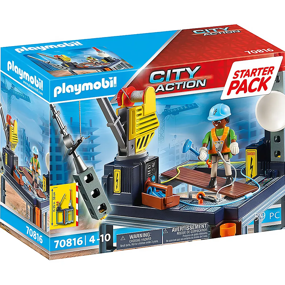 PLAYMOBIL City Action Starter Pack Baustelle mit Seilwinde 70816