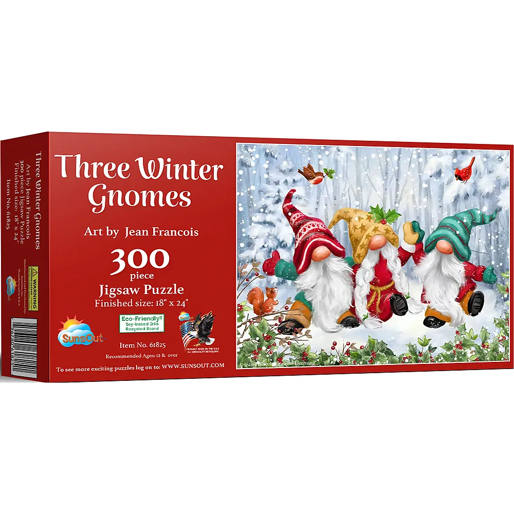 SunsOut Puzzle Three Winter Gnomes - 300 Teile