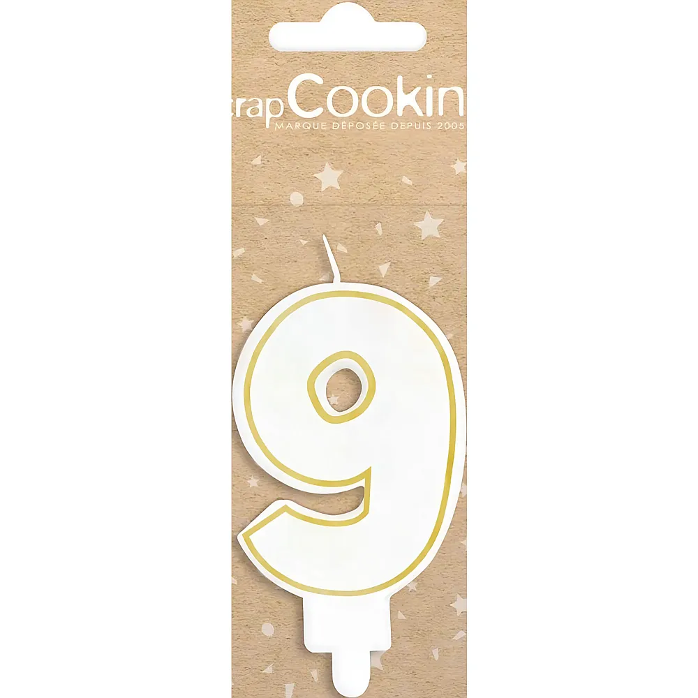 ScrapCooking Kerze 9 Weiss / Gold - 8 cm | Backen & Dekorieren