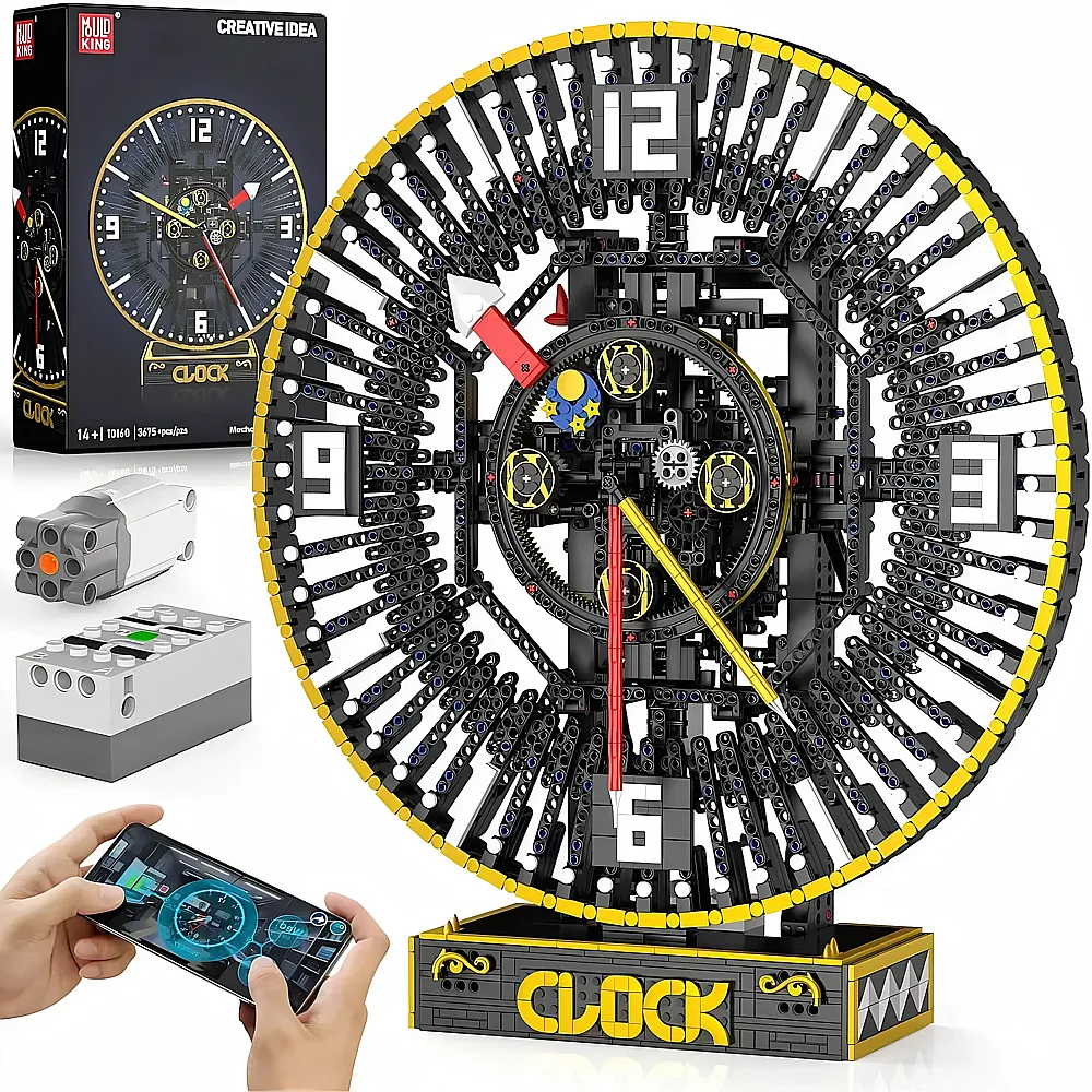 Mould King Creative Idea Grosse Cyberpunk Uhr mit App-gesteuertem Uhrzeiger 10160