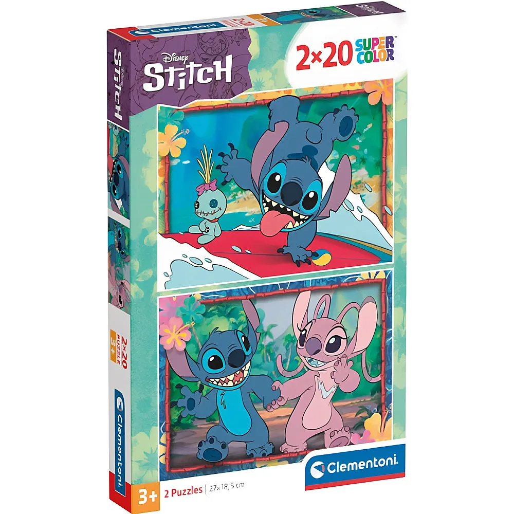 Clementoni Puzzle Supercolor Lilo & Stitch 2in1 Stitch - 20 Teile