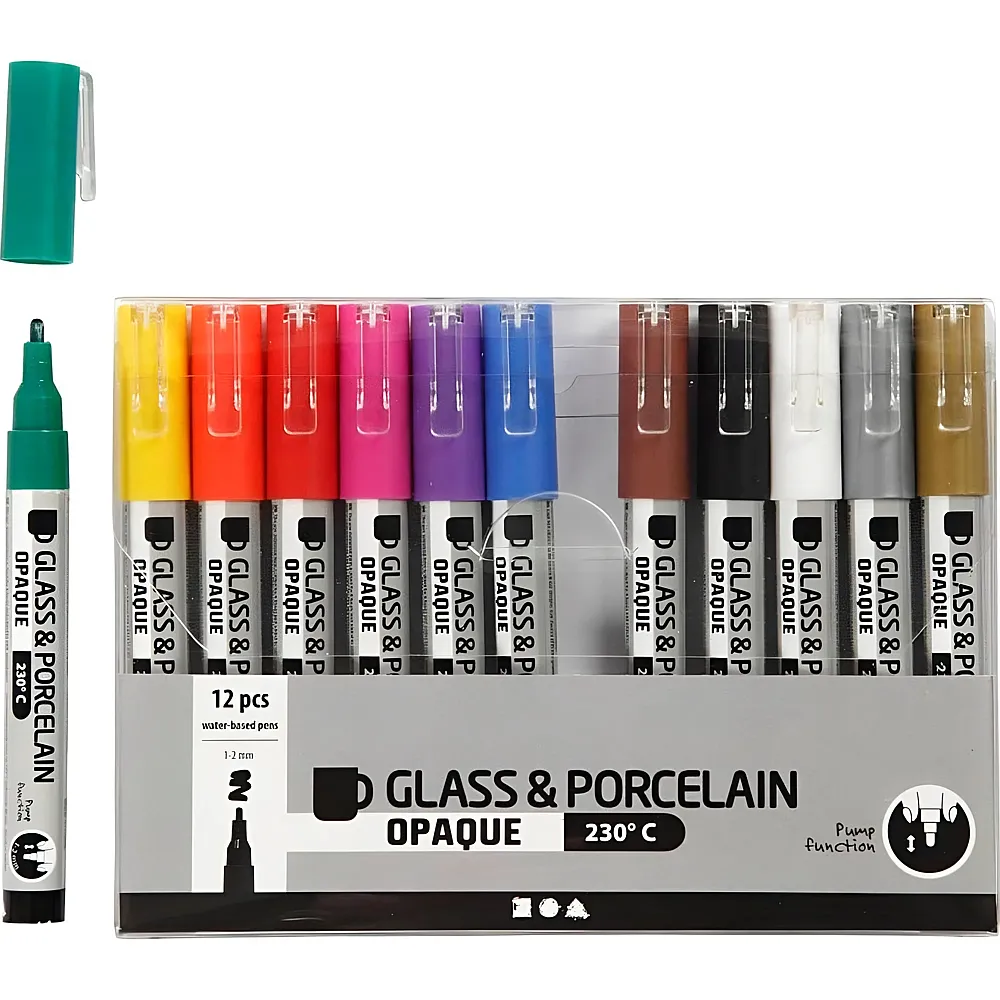 Creativ Company Glas- und Porzellanmalstift - 12 Teile