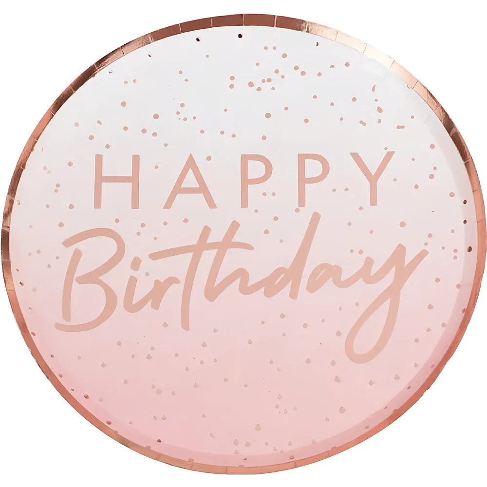 Gingerray Teller Happy Birthday Ros� Gold 8Teile
