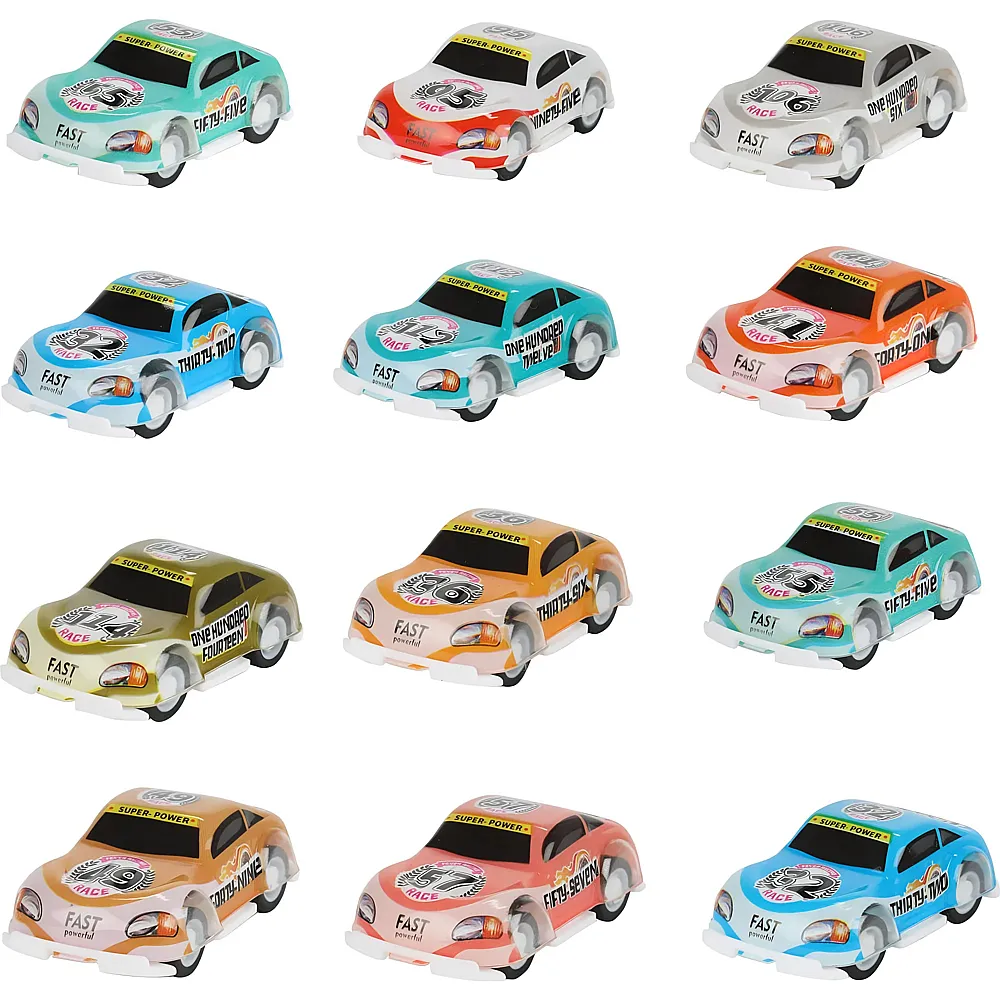 Toi-Toys Turbo Racers Pull back Rennwagen - 12 Teile