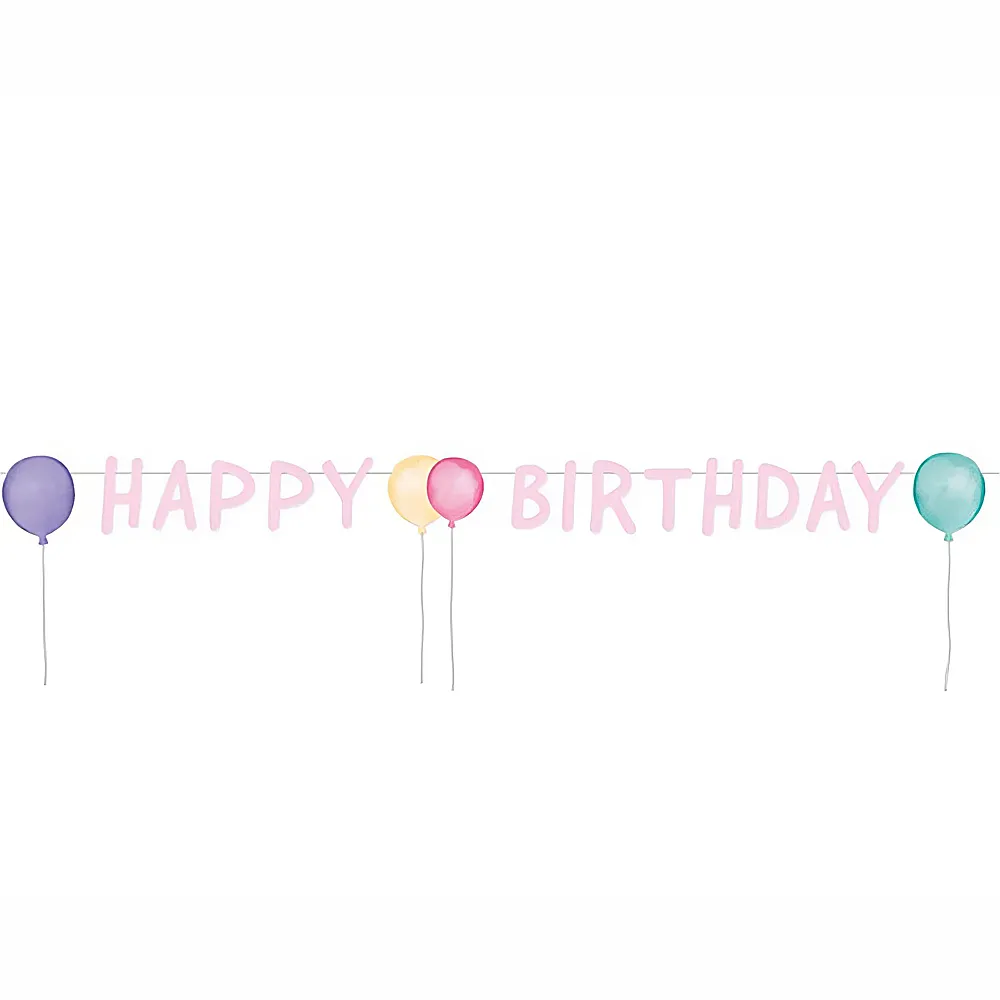 Amscan Partykette Happy Birthday Pastel | Kindergeburtstag