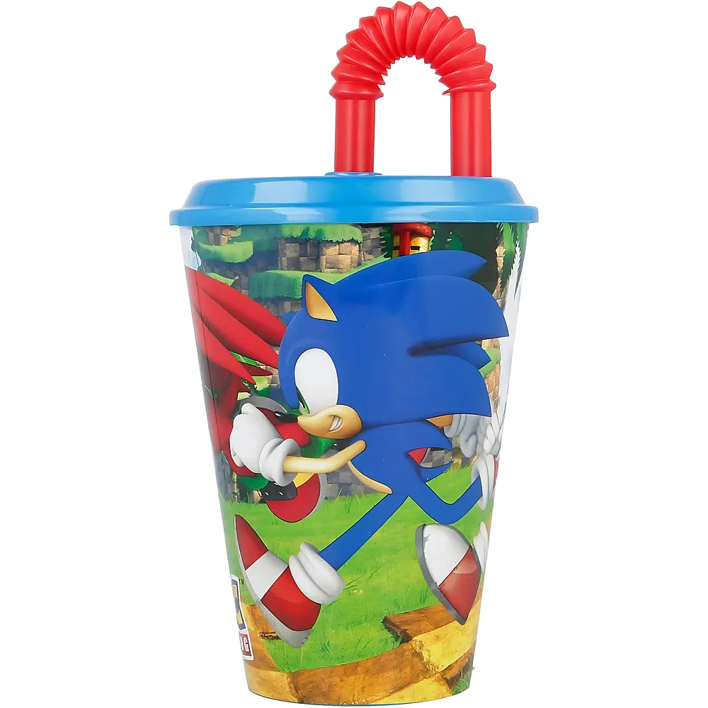 Stor Sonic Trinkbecher mit Deckel & Strohhalm 430ml