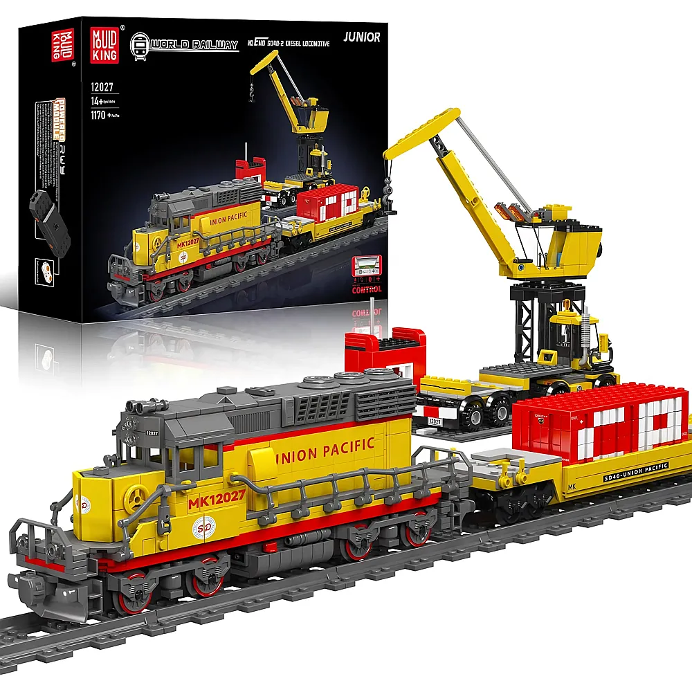 Mould King World Railway Ferngesteuerte SD40-2 Diesellokomotive 12027 - Klemmbausteine Eisenbahn