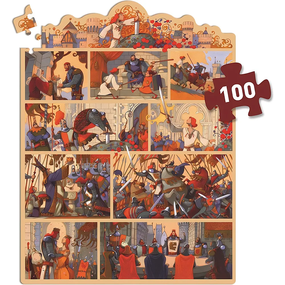 Djeco Geschichtenpuzzle - Der K�nig Arthur - 100 Teile