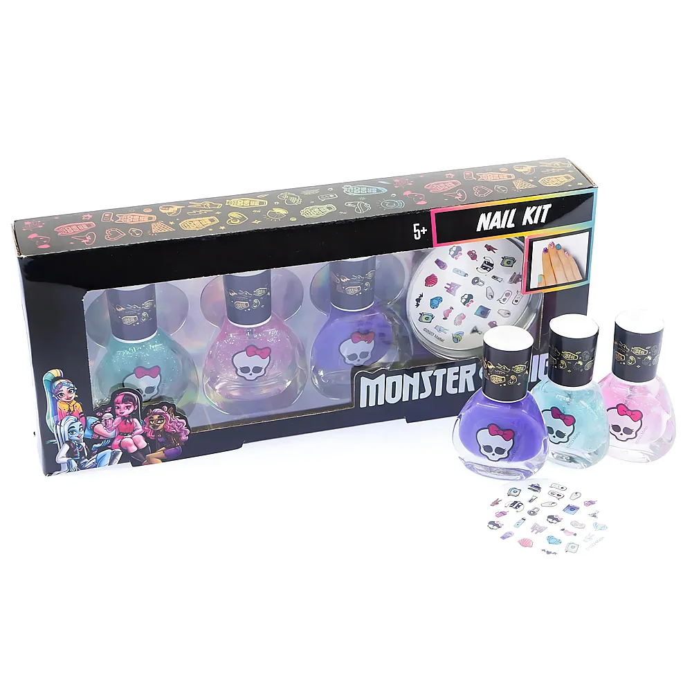 Nice Group Monster High Nail Kit, 3er Pack Nagellack und Aufkleber