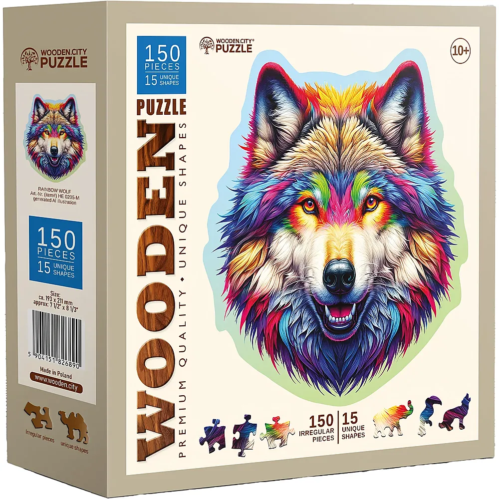 Wooden City Puzzle Rainbow Wolf 150Teile
