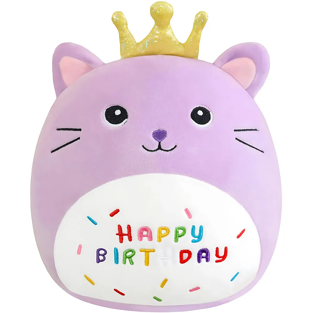 Sqeqe Happy Birthday Katze mit Krone - 35 cm | Katzen Pl�sch