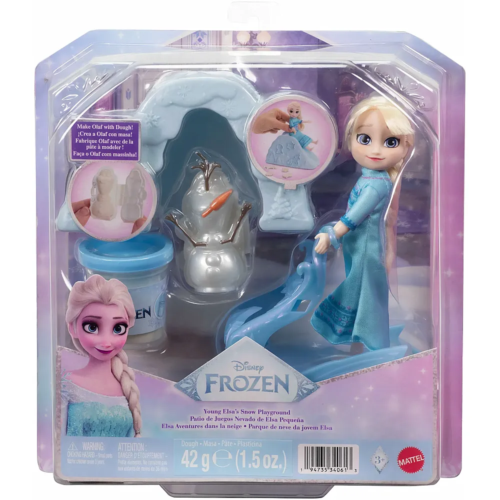 Mattel Disney Frozen Schneespielplatz der jungen Elsa Spielset, Puppe