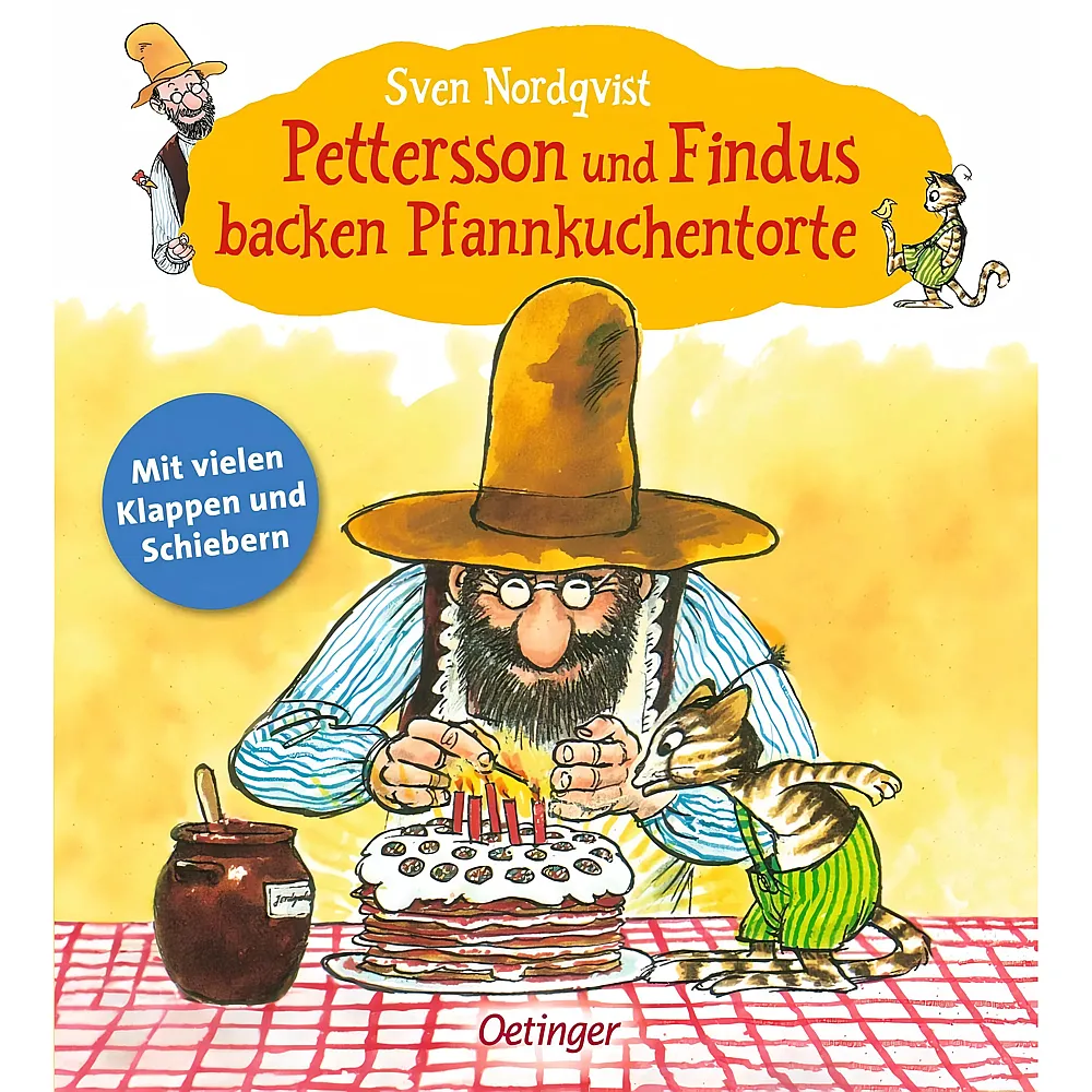 Oetinger Pettersson und Findus backen Pfannkuchen