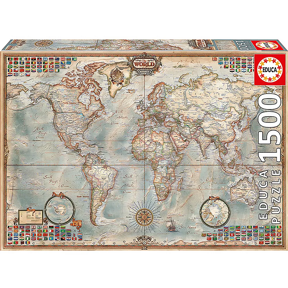 Educa Puzzle Politische Weltkarte 1500Teile