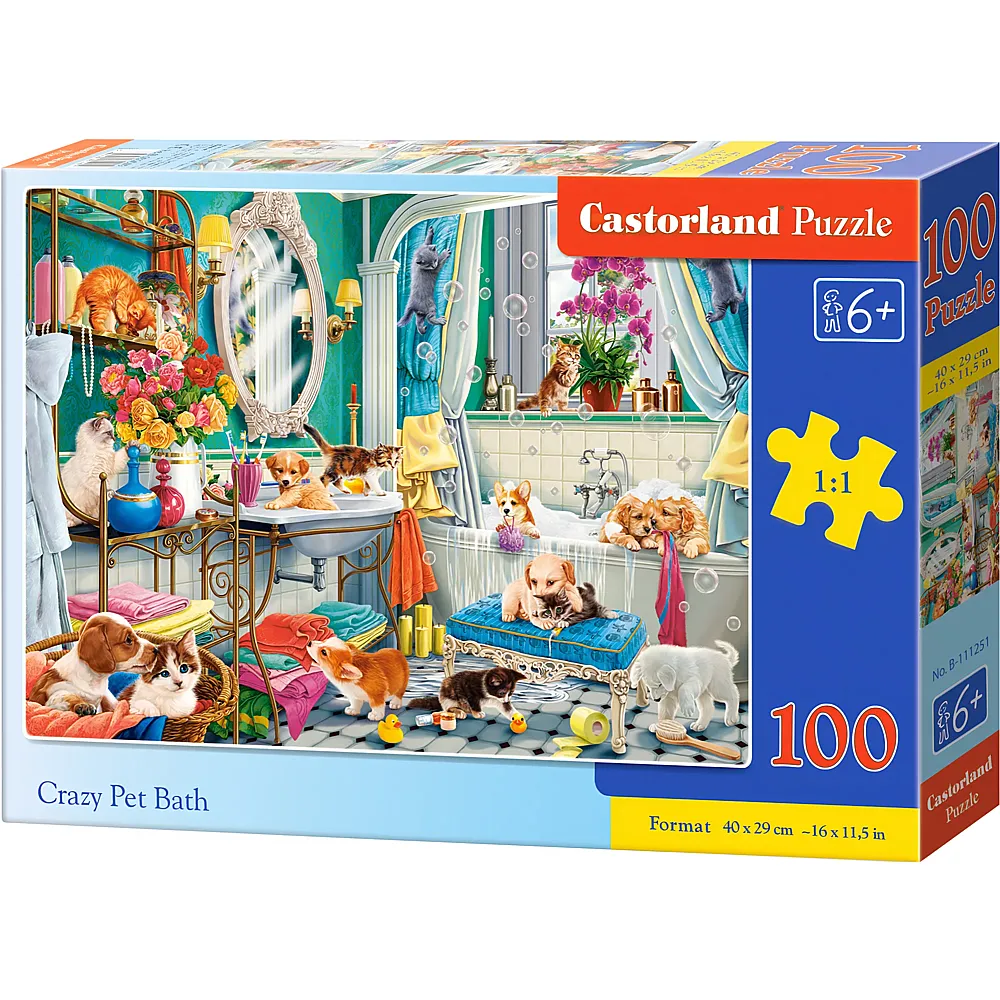 Castorland Puzzle Crazy Pet Bath - 100 Teile