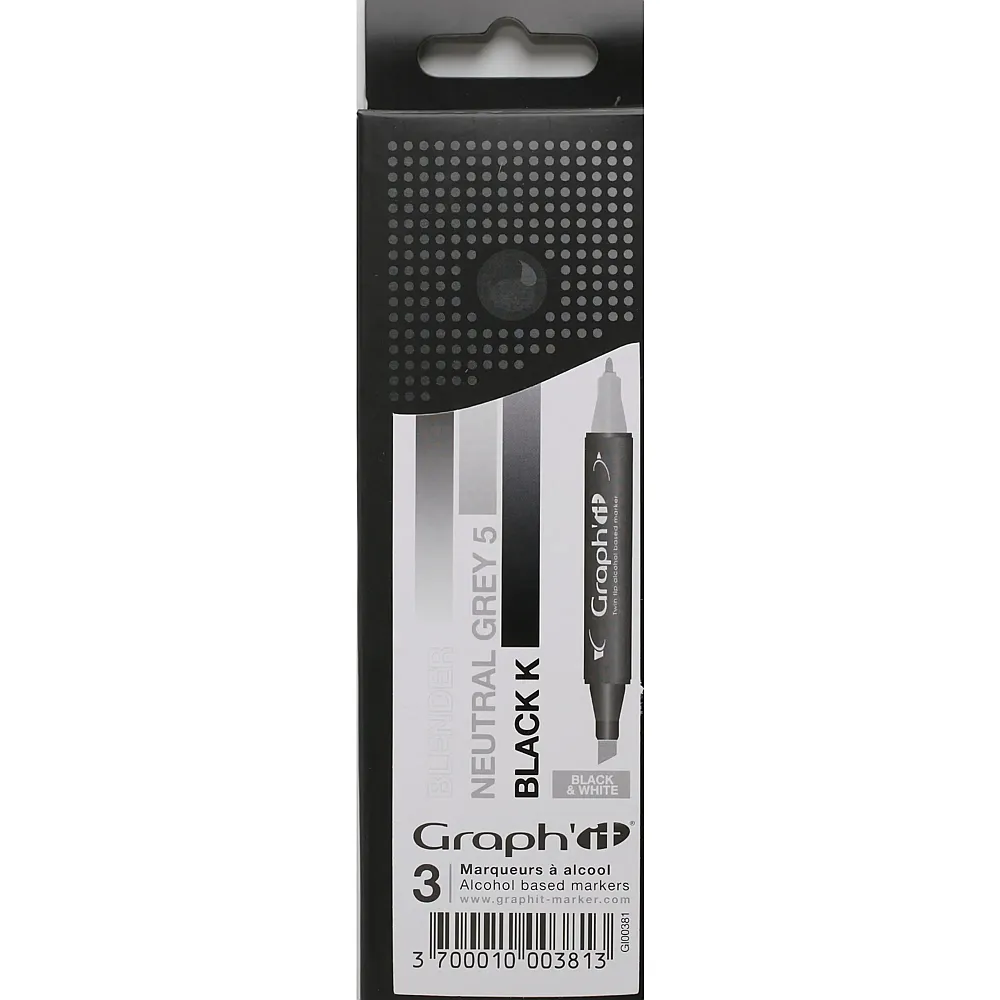 Graph'it Set 3 Marqueurs Degrade Black & White