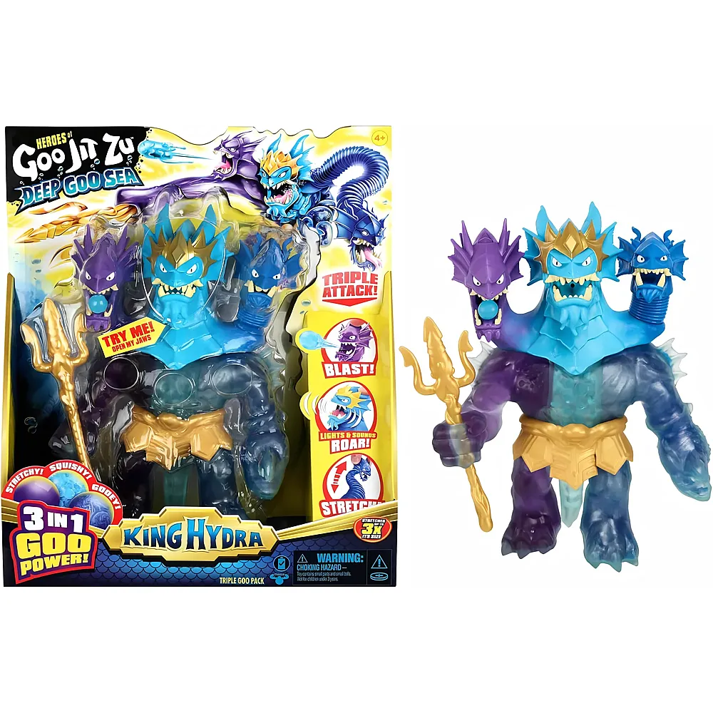 Moose Toys Heroes of Goo Jit Zu Deep Goo Sea King Hydra mit Licht- & Soundeffekten