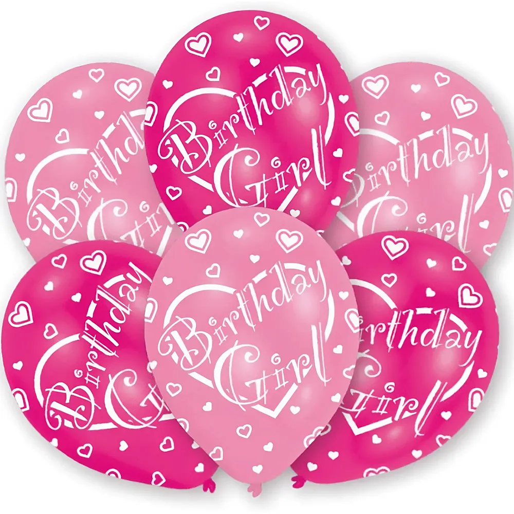 Amscan Ballone Birthday Girl Pink 6Teile | Kindergeburtstag