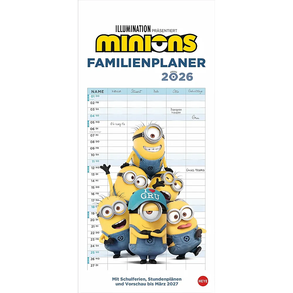 Heye Minions Familienplaner 2026