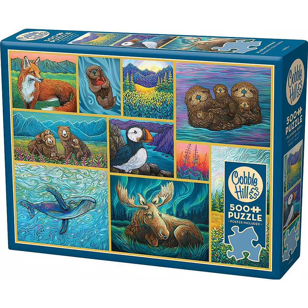 Cobble Hill Puzzle 500 Teile XXL Teile - Tiere in Alaska - Random Cut