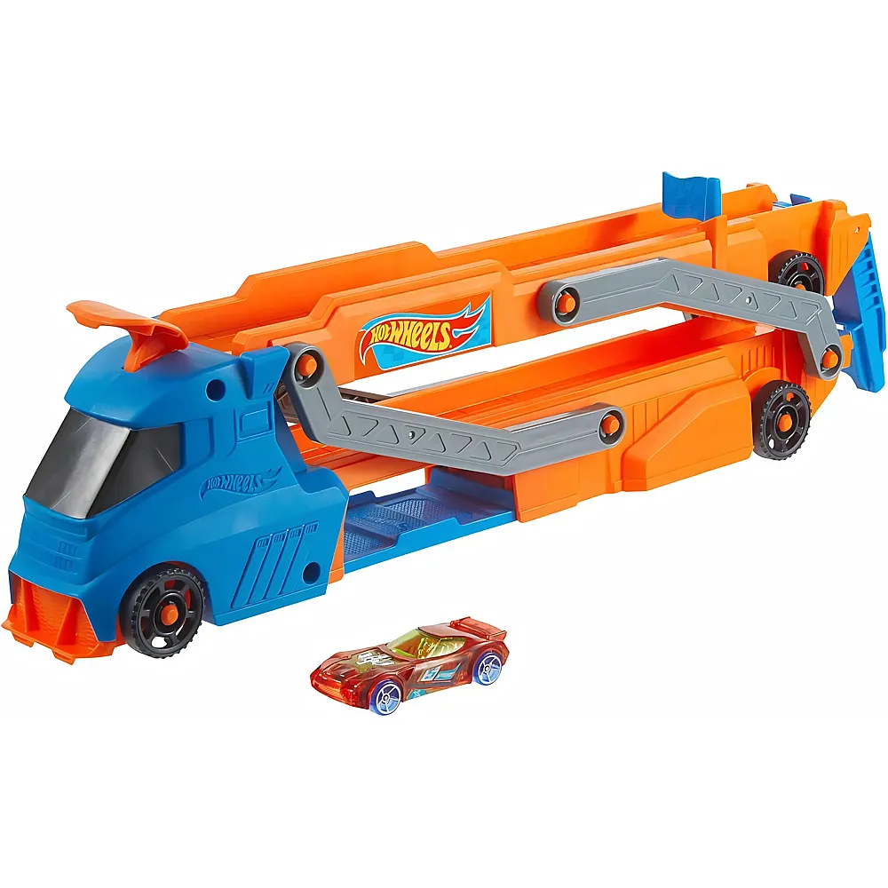 Hot Wheels Spielzeugauto im Massstab 1:64, eine ca. 76 cm lange Rennstrecke mit einem Starter, Platz f�r bis zu 9 Autos im Massstab 1:64, l�sst sich mit anderen Sets verbinden, HYT83