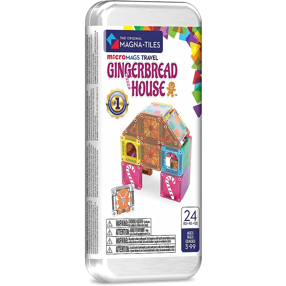Magna-Tiles microMAGS Lebkuchenhaus Travel-Set, 24-teilig, magnetisch