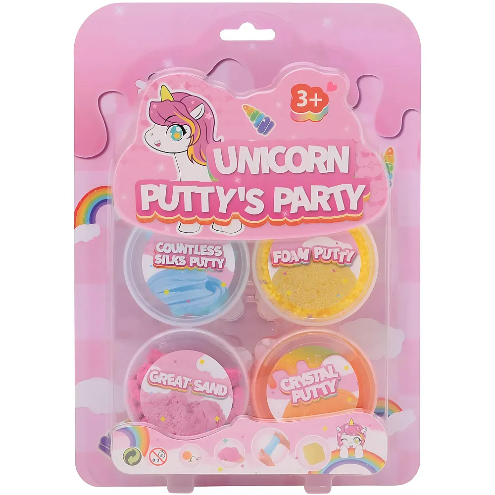 Johntoy Einhorn Knete Party, 4St