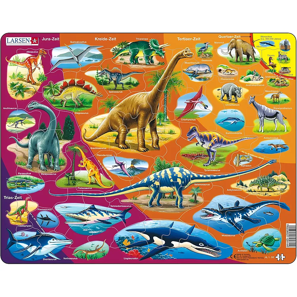 Larsen Puzzle Dinosaurier - 85 Teile