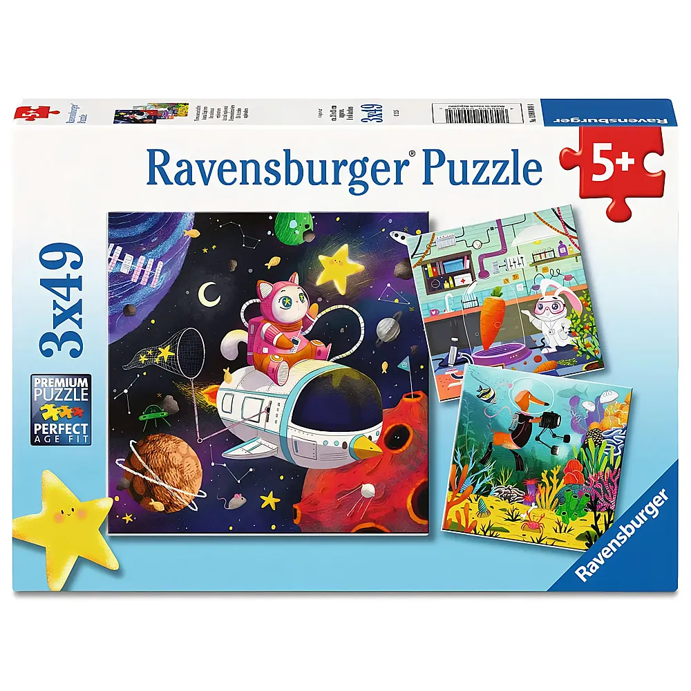 Ravensburger Puzzle 3in1 Tierwissenschaftler - 49 Teile
