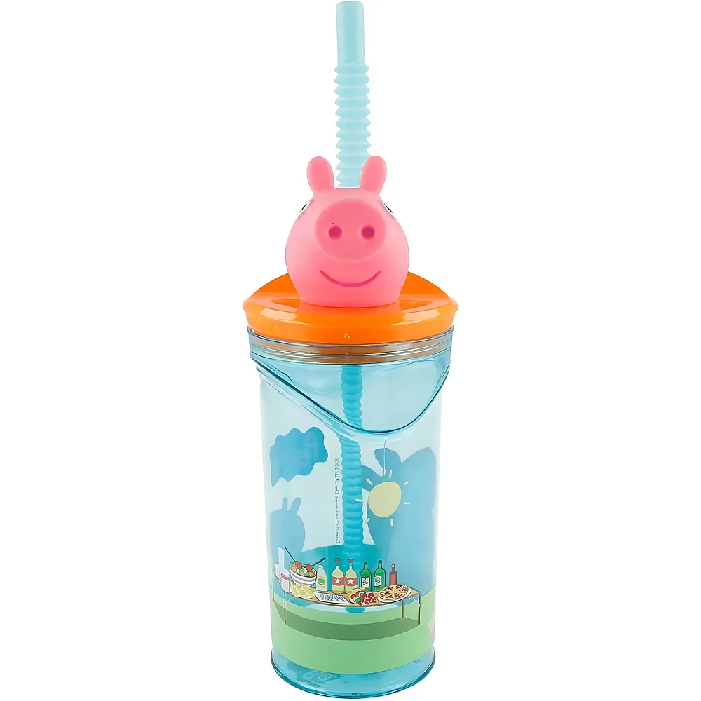 Stor Peppa Pig 3D Trinkbecher mit Strohhalm 360ml