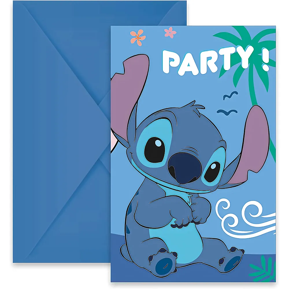 meinspielzeug - Procos 6 Einladungssets Stitch inkl. Umschl�ge Lilo & Stitch | Partydeko