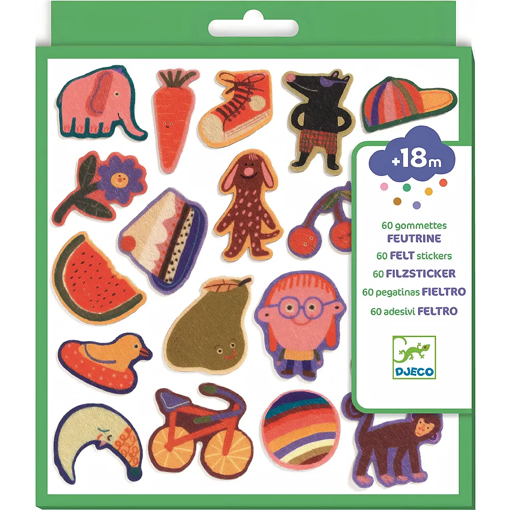 Djeco 60 Filzsticker Lustige Motive