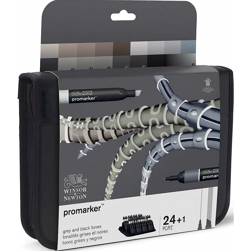 Winsor & Newton Promarker 24er Wallet Schwarz/Graut�ne