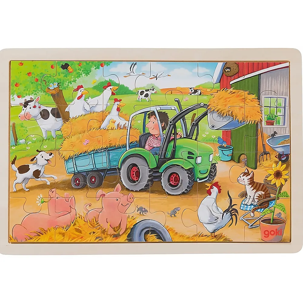 Goki Puzzle Kleiner Traktor 24Teile