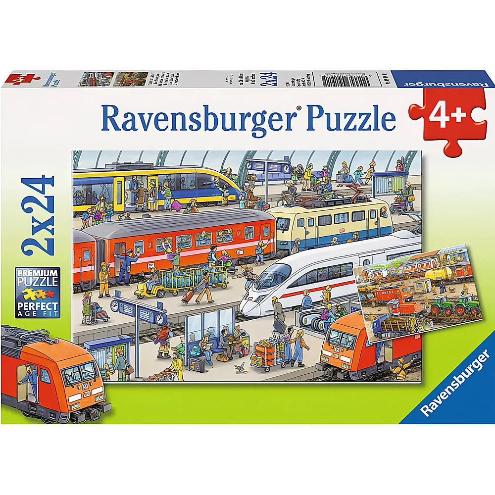Ravensburger Puzzle Trubel am Bahnhof 2x24