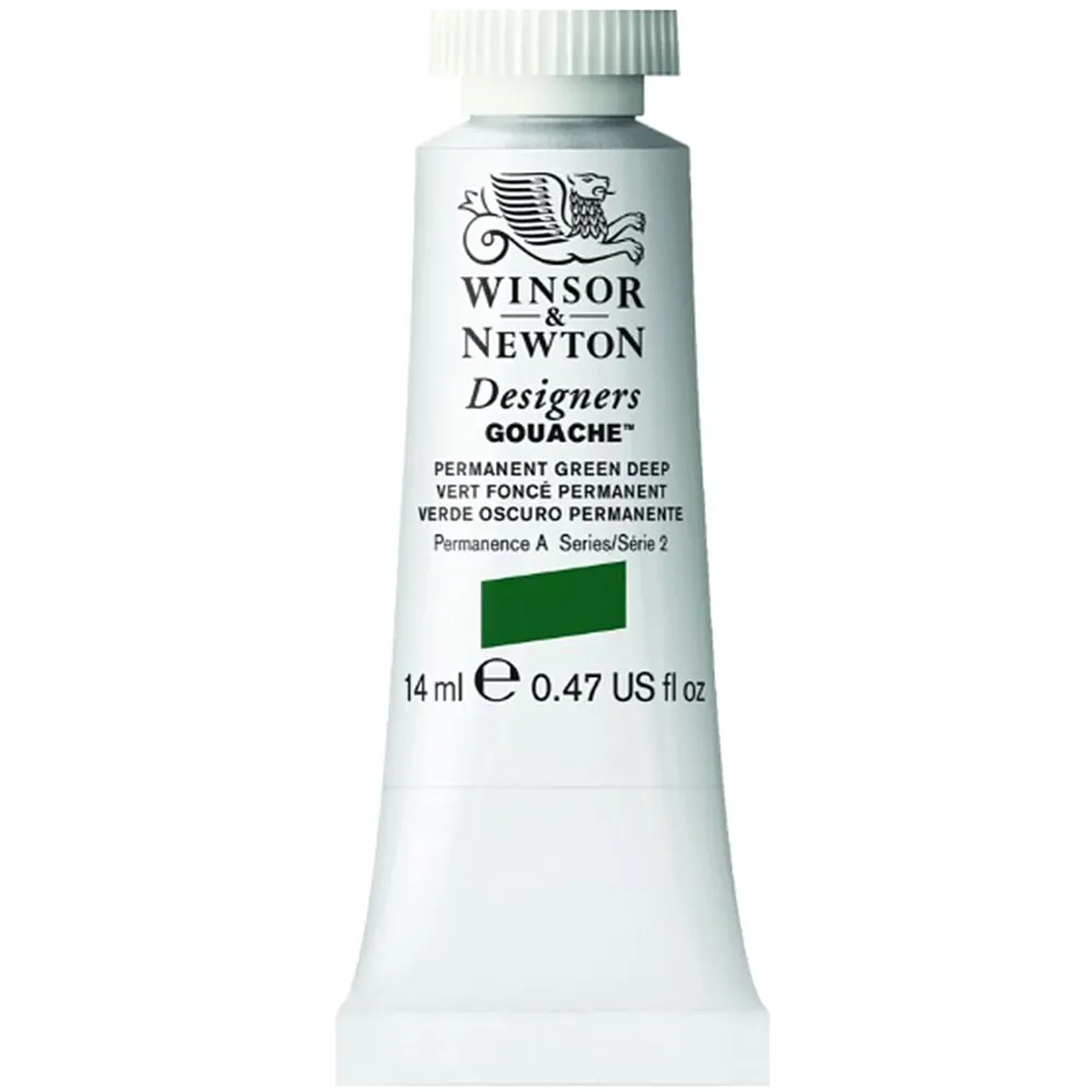 Winsor & Newton Designers Gouache Wasserbasierte K�nstlerfarbe Permanentgr�n Dunkel - 14 ml | Farbe & Kreide