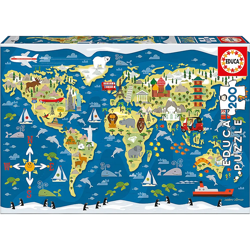 Educa Puzzle Weltkarte 200Teile