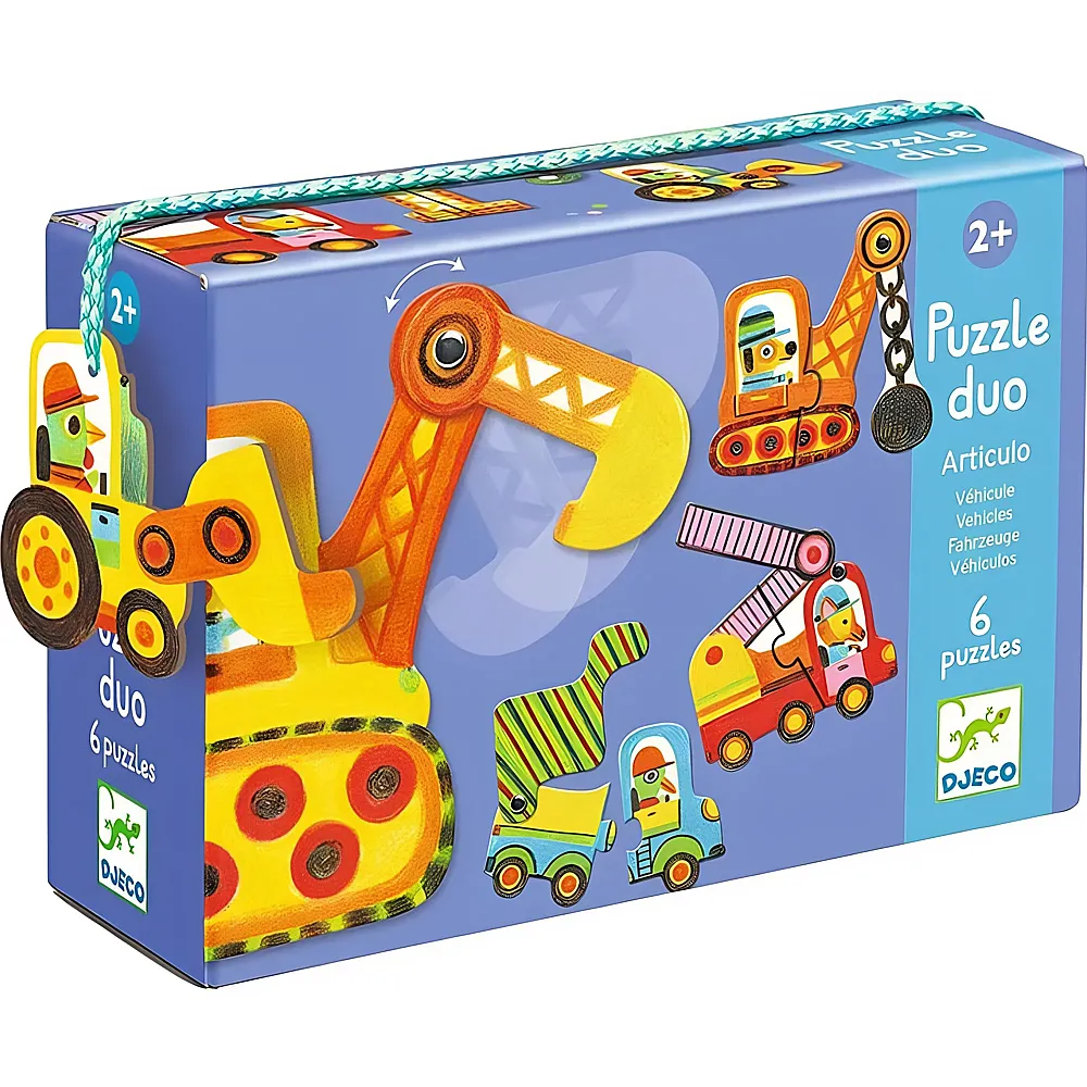 Djeco Puzzle Duo Fahrzeuge 6x2