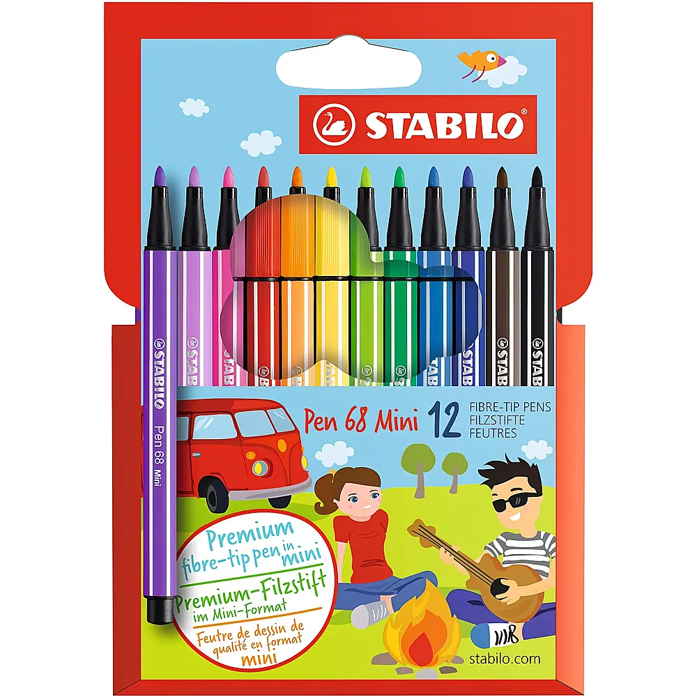 Stabilo Premium-Filzstift Pen 68 Mini - 12 Teile | Farbe & Kreide