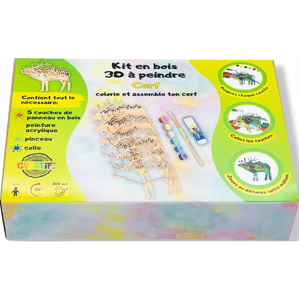 Creatif Wood Kit EN Bois 3D A Peindre Cerf