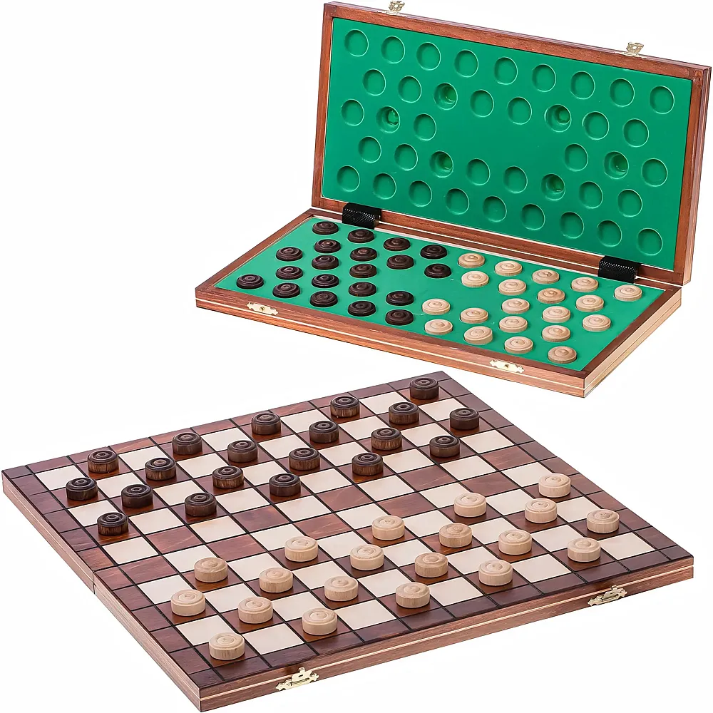 Wegiel Damespiel - 100 Feld - Dame Set aus Holz - Brett 40 x 40 cm