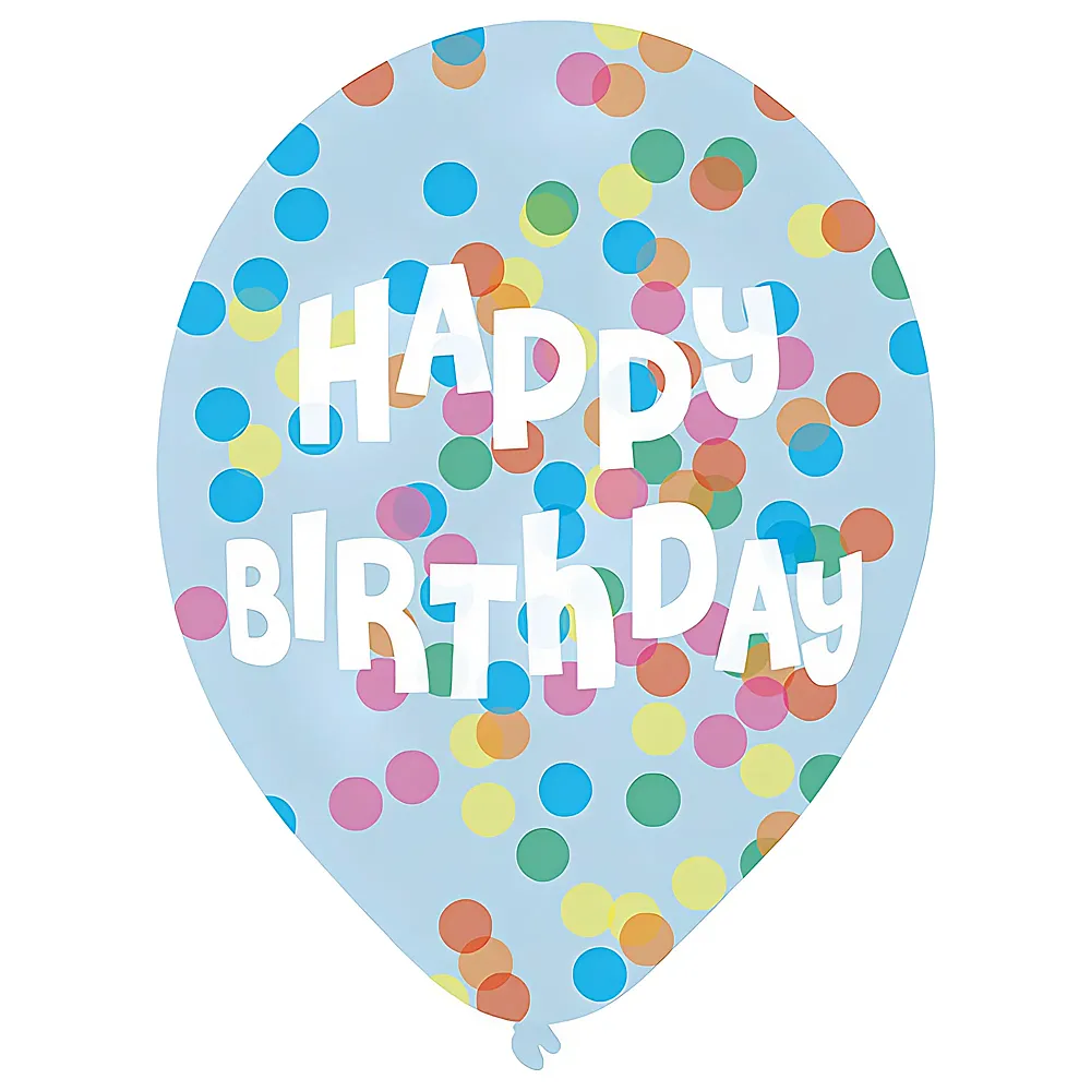 Amscan Ballons Happy Birthday mit farbiger Konfetti Fllung 6Teile