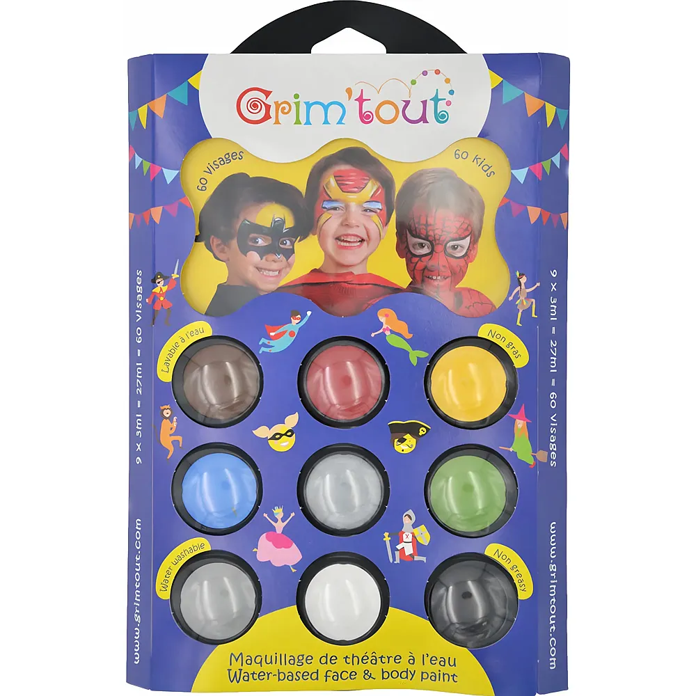 Grim'tout Palette 9 Couleurs Heros 9x4ml