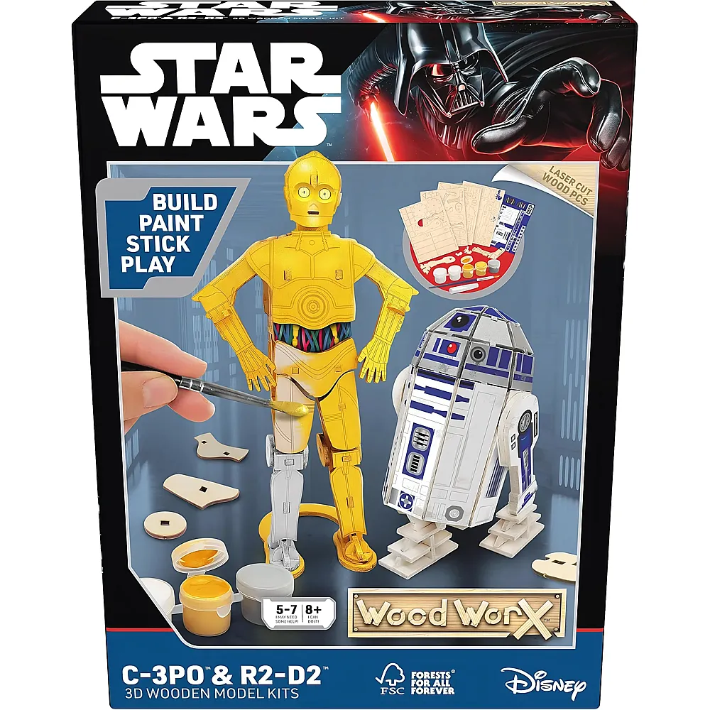 Goliath Wood Worx Star Wars C-3PO & R2-D2, DIY-Bastelset ab 5 Jahren, Bastelset aus FSC-zertifiziertem Holz f�r Kinder