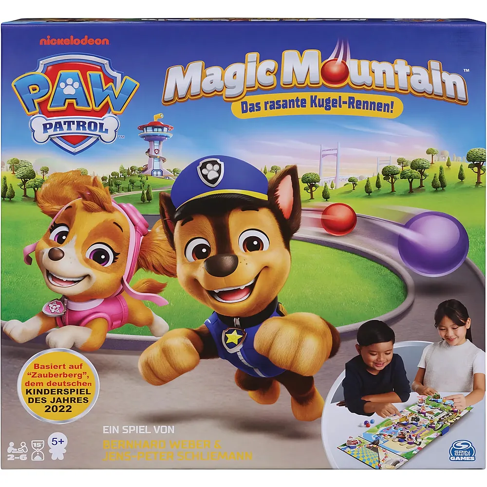 Spin Master Games  PAW Patrol Magic Mountain, Brettspiel mit Kugel-Rennen, basiert auf Zauberberg Spiel des Jahres 2022, f�r 2-6